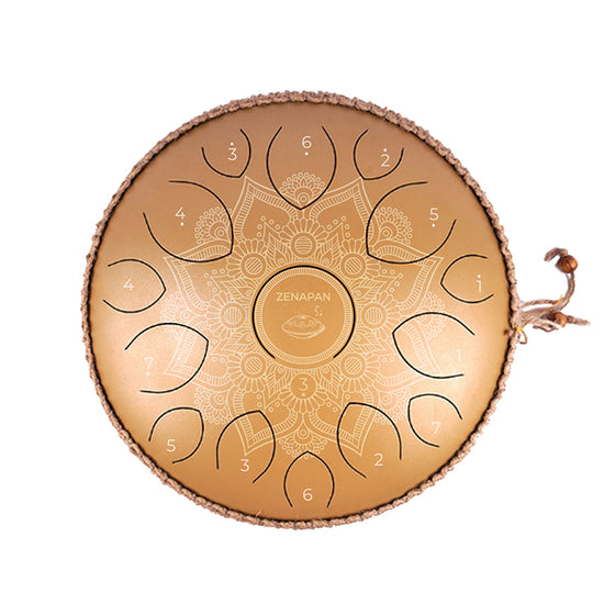 tongue drum, tongue drum 432hz mandala, steel tongue drum, tambour a langue, acheter, prix, 15 notes, dore